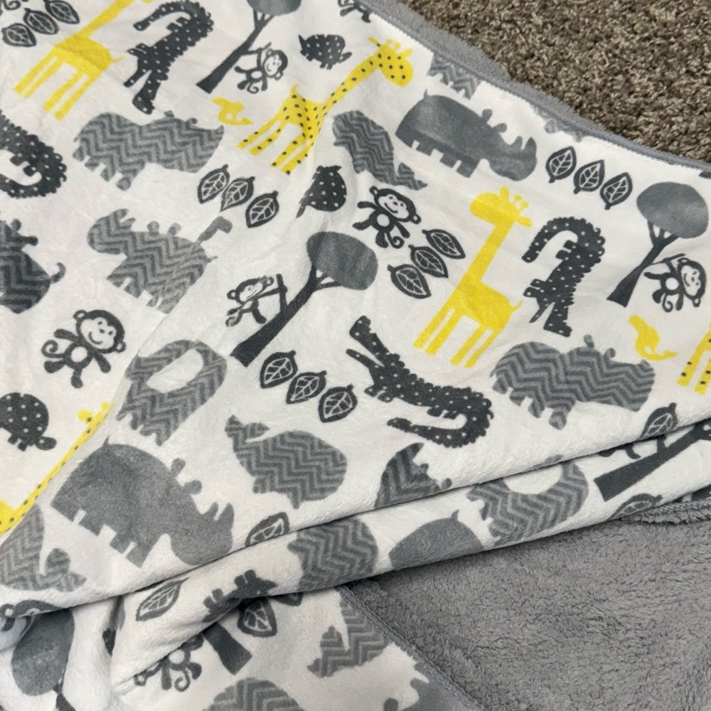 Circo Gray and Yellow Animal Print Blanket - NWOT